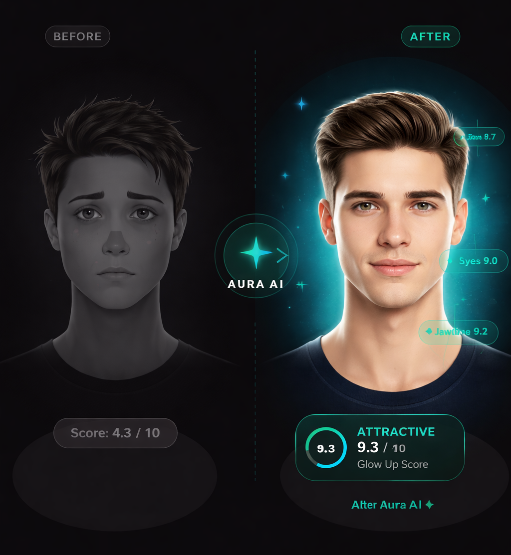 Before and after Forged 3D face analysis — glow up transformation